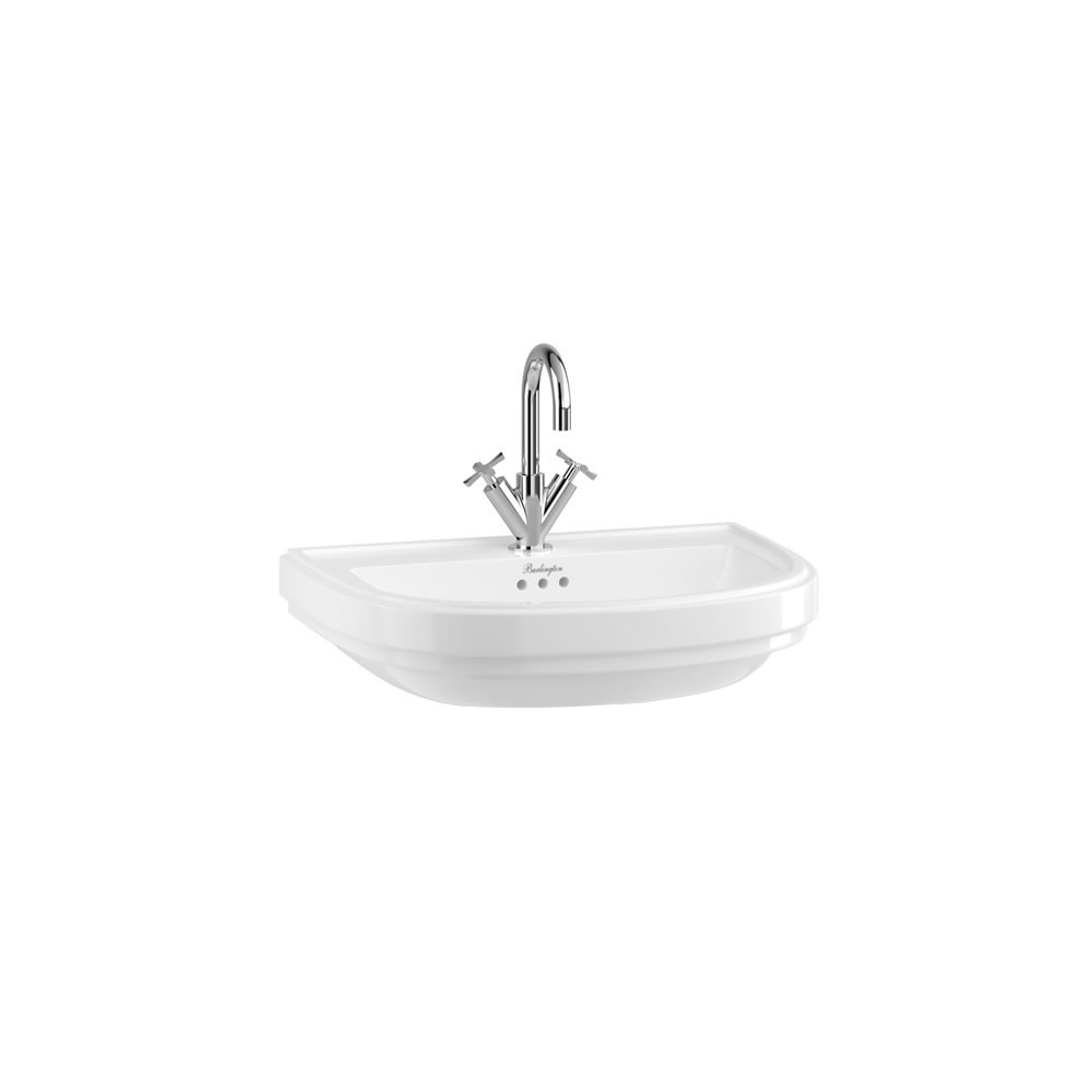Riviera 65cm D shape Basin 1TH White